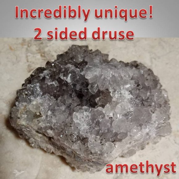Other - STUNNING! 2 sided AMETHYST druze crystal stone  CHAKRA drusy / druzy